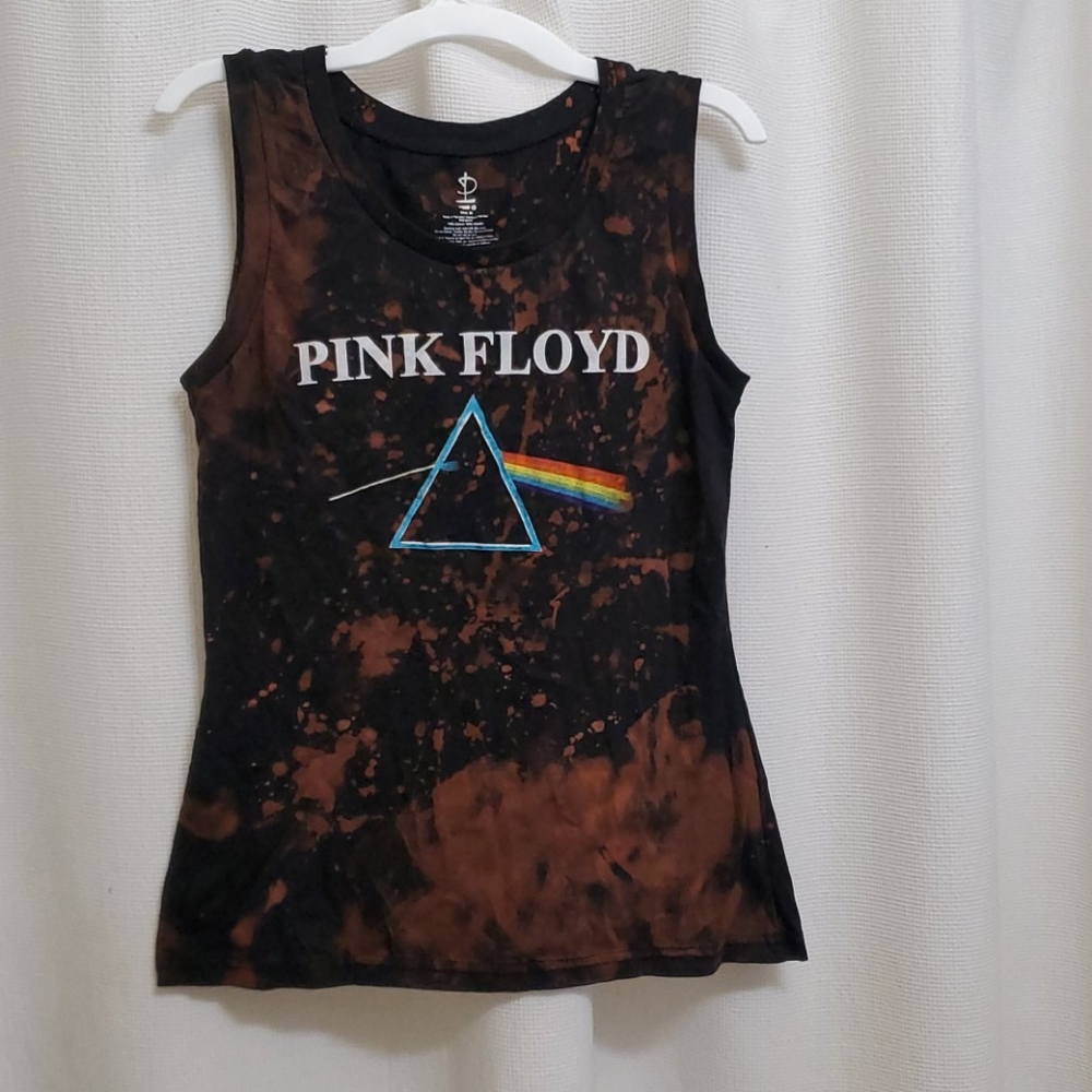Punk Pink Floyd Shirt with Bleach Splotches
